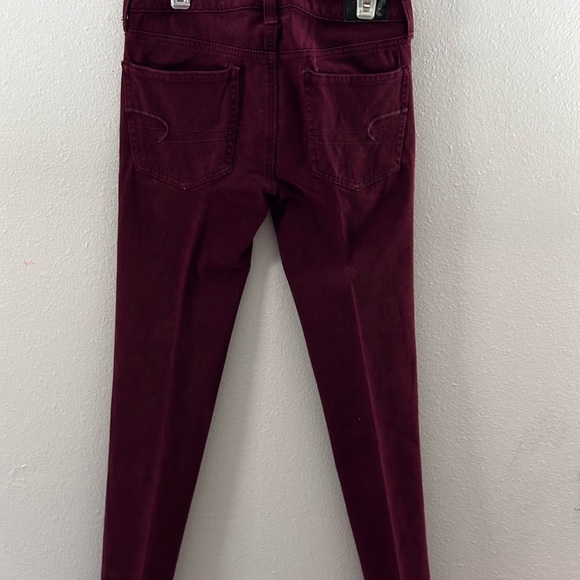 American Eagle Women Red Burgundy Jegging Jean‎ 360 size 0 super stretch - Picture 7 of 9